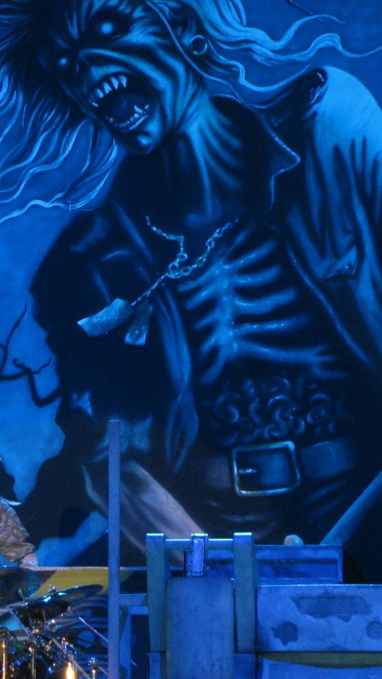 Обои iron maiden, тяжелый металл, Представление, синий, этап в разрешении 750x1334