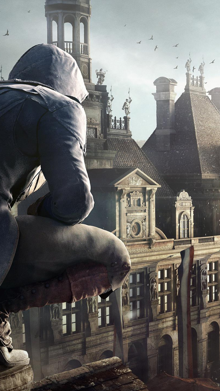 Обои assassins creed unity, assassins creed syndicate, метрополия, Арно Дориан, здание в разрешении 750x1334