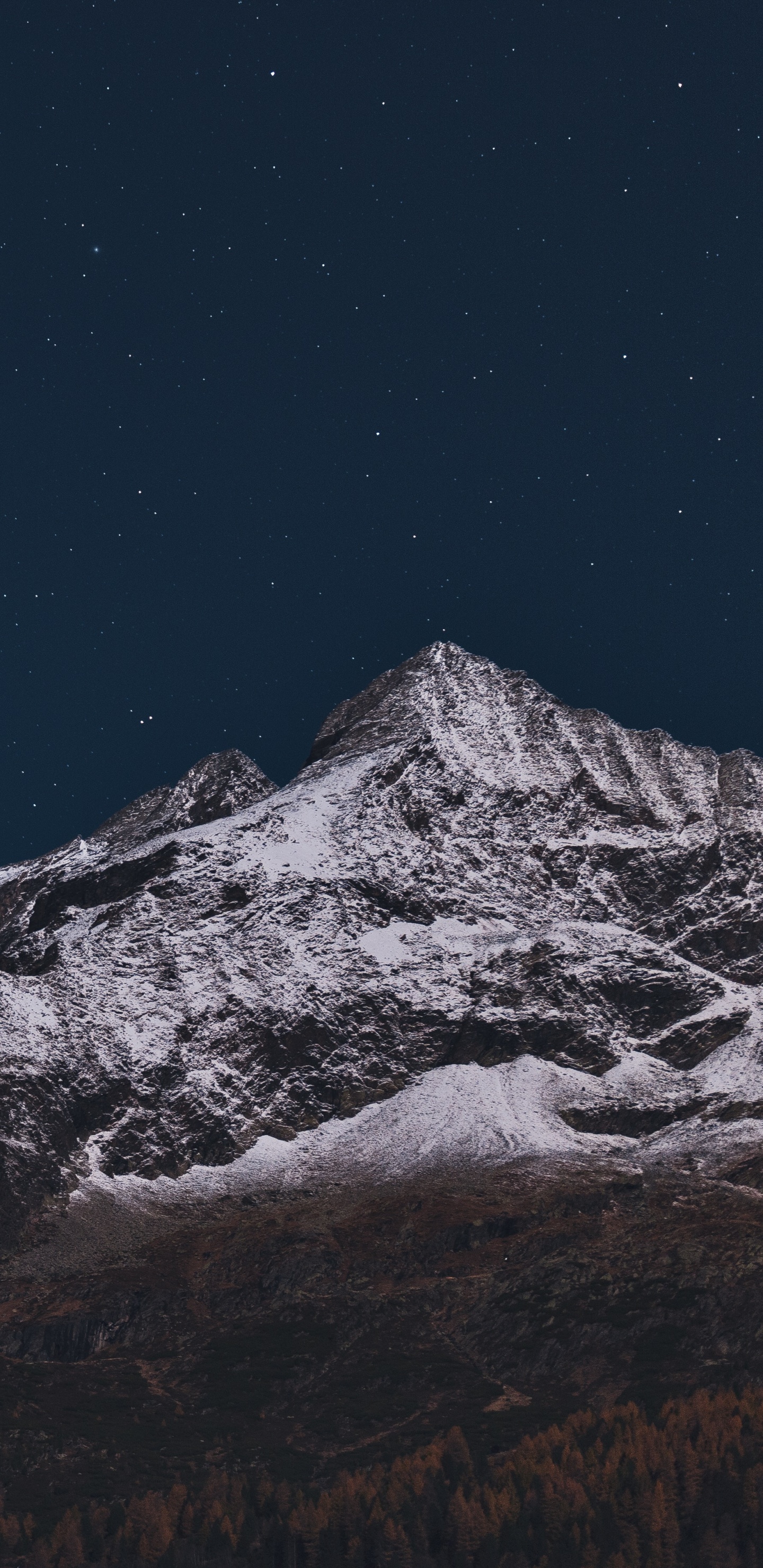 Обои гора, ночь, горный хребет, горный рельеф, Альпы в разрешении 1440x2960