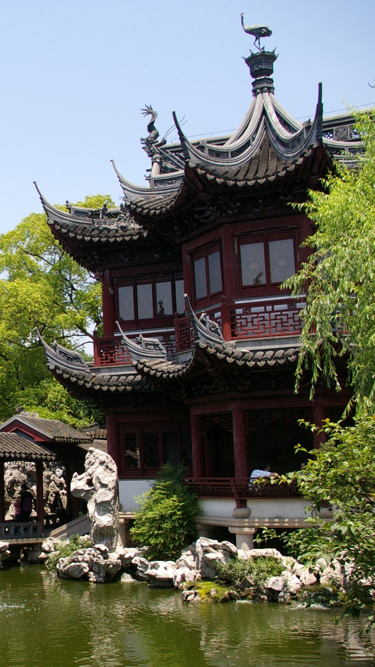 Обои Ю Сад, старый город, Город Бога храм Шанхая, достопримечательность, сад в разрешении 750x1334