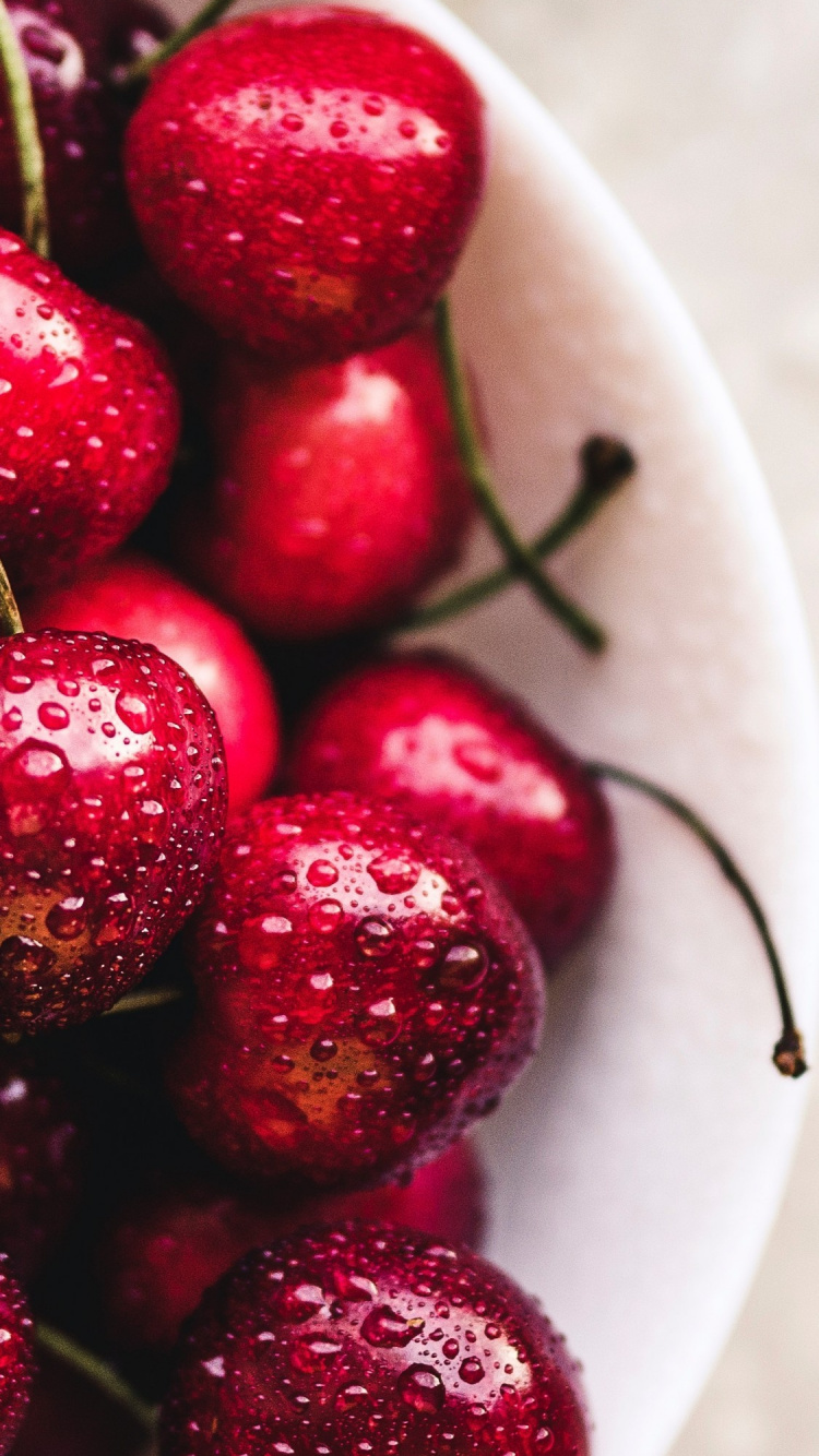 Обои вишня, красный цвет, пища, природные продукты, фрукты в разрешении 750x1334