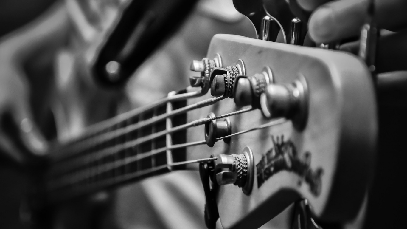 Обои басгитара, гитара, электрогитара, струнный инструмент, музыкальный инструмент в разрешении 1366x768