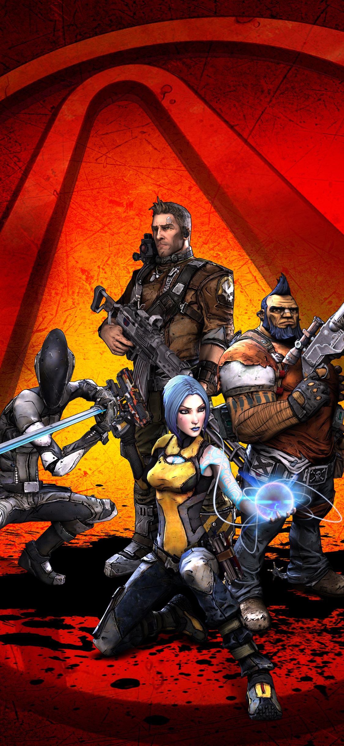 Обои Borderlands 2, иллюстрация, графический дизайн, кармин, фигурка в разрешении 1125x2436