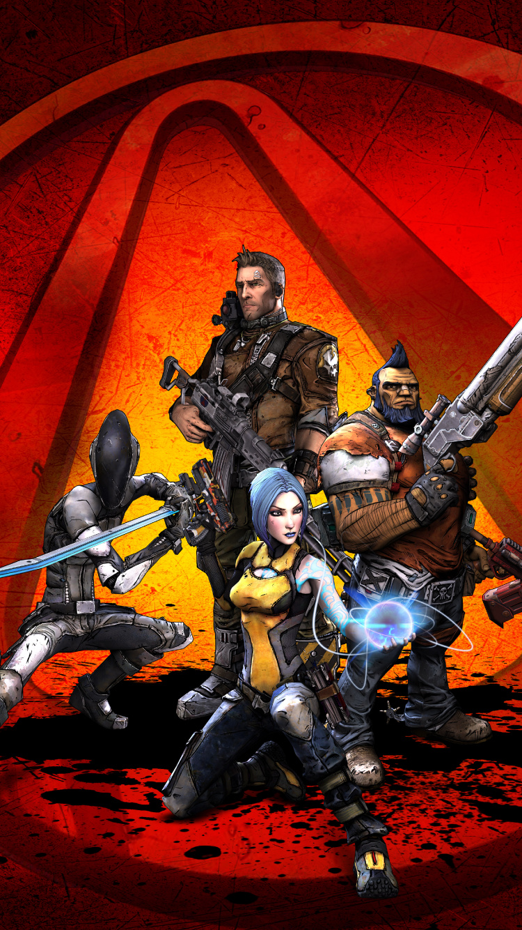 Обои Borderlands 2, иллюстрация, графический дизайн, кармин, фигурка в разрешении 750x1334