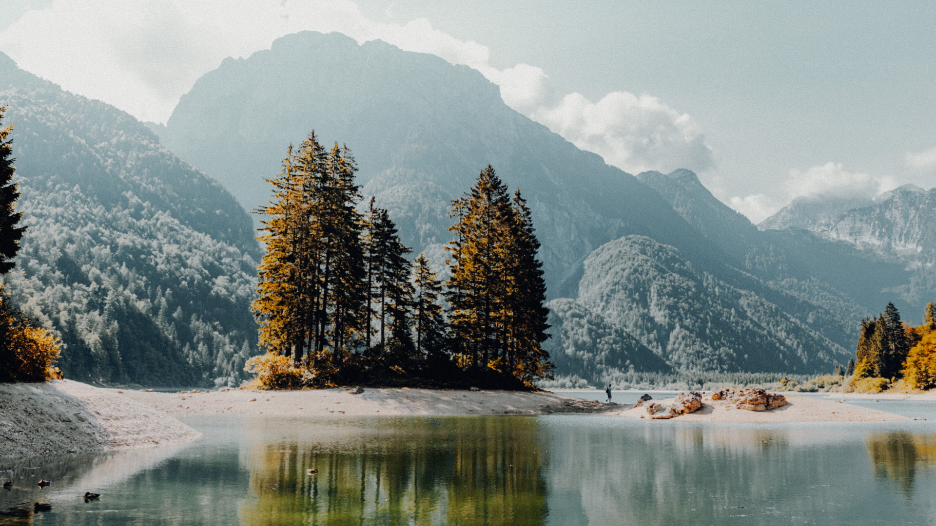 Обои гора, горный рельеф, озеро, природный ландшафт, природа в разрешении 1920x1080