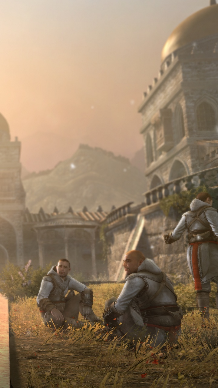 Обои assassins creed revelations, ассассинс Крид братство, Масиаф, Алтарь Ибн-Лаахад, Эцио Аудиторе в разрешении 720x1280