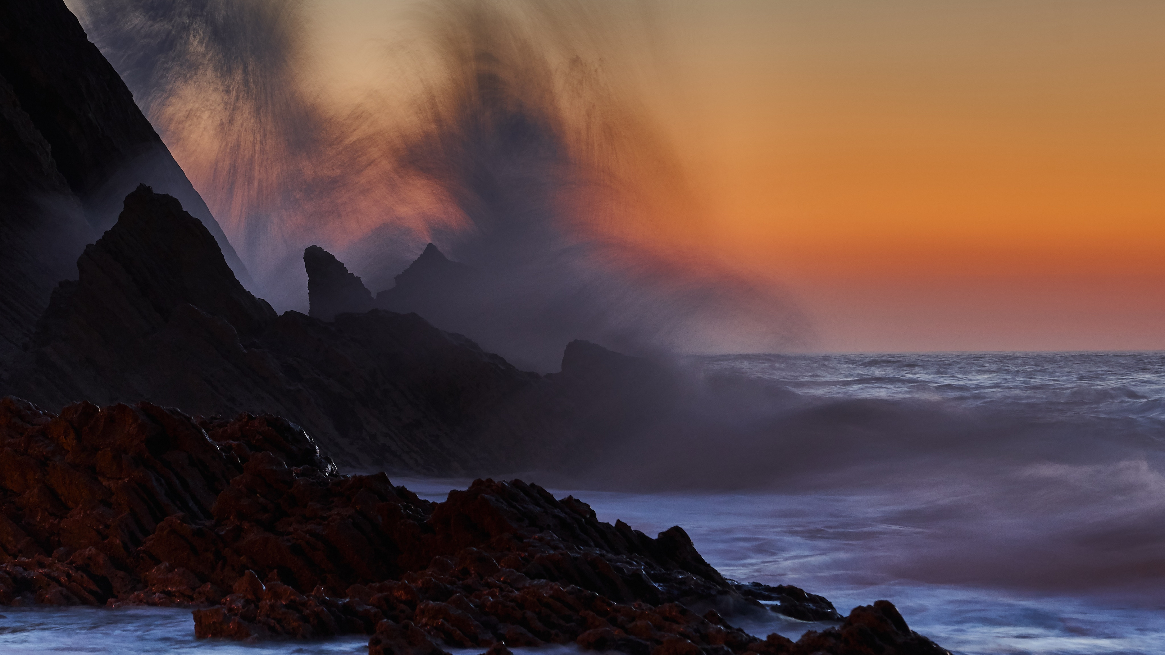 Обои море, закат, волна, природа, океан в разрешении 3840x2160