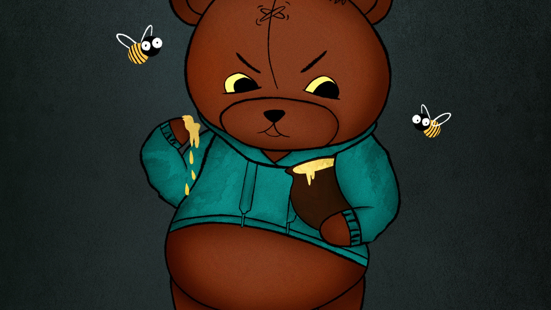 Обои арт, висгун - социальная сеть, иллюстрация, петрушка, коричневый цвет в разрешении 1920x1080