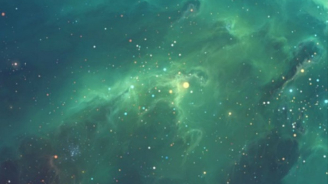 Обои зеленый, атмосфера, туманность, астрономический объект, космос в разрешении 1366x768