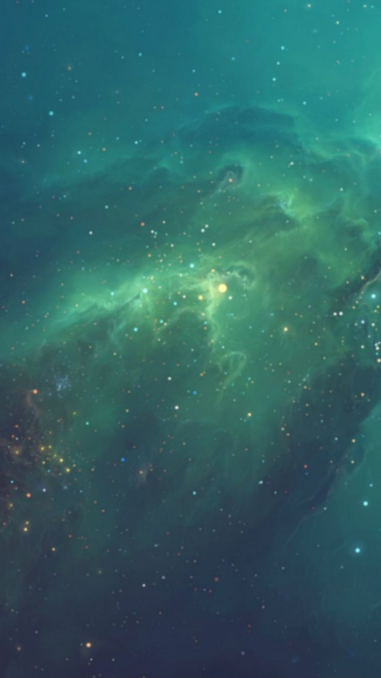 Обои зеленый, атмосфера, туманность, астрономический объект, космос в разрешении 750x1334