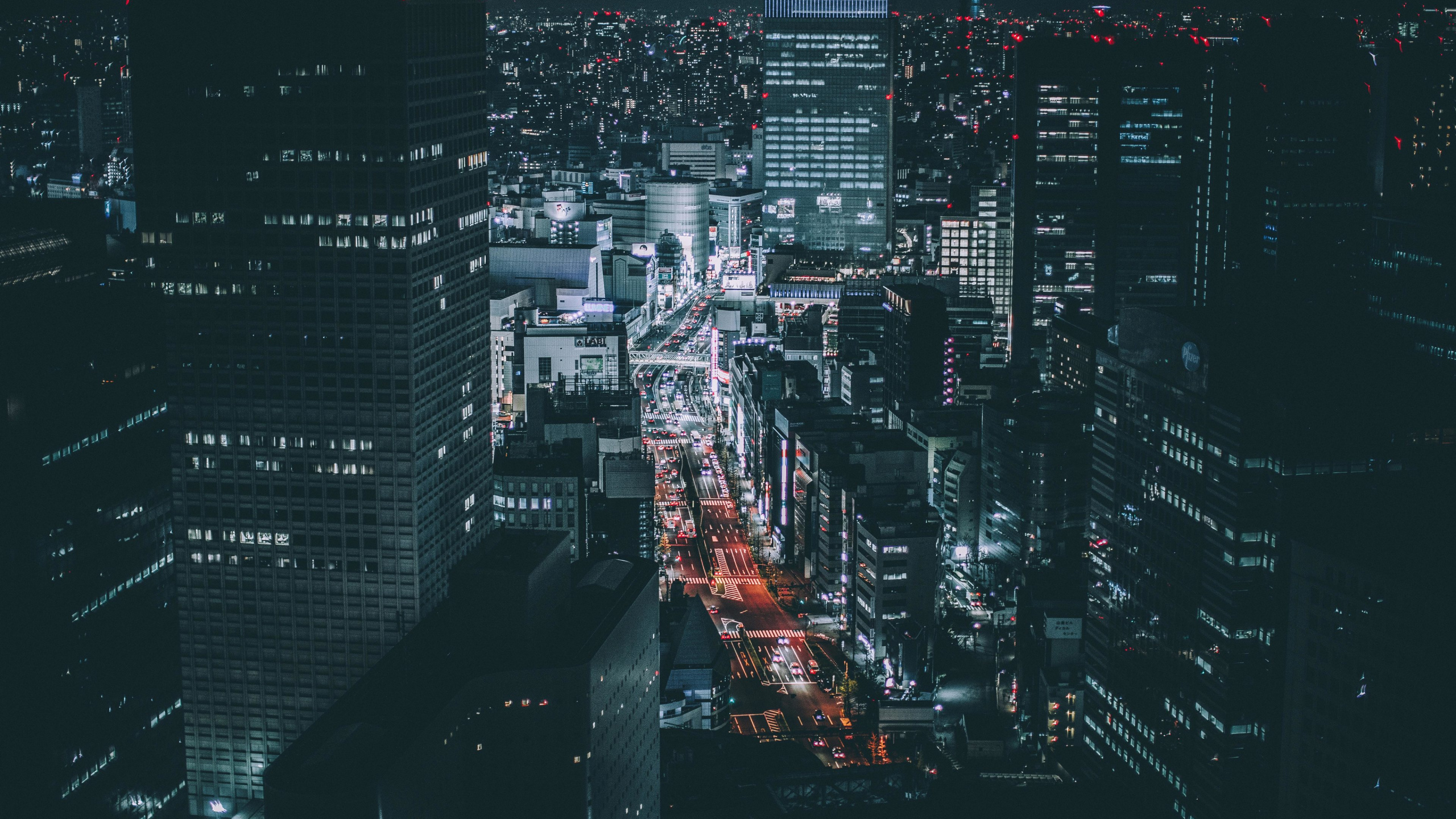 Обои городской пейзаж, метрополия, городской район, город, ночь в разрешении 2560x1440