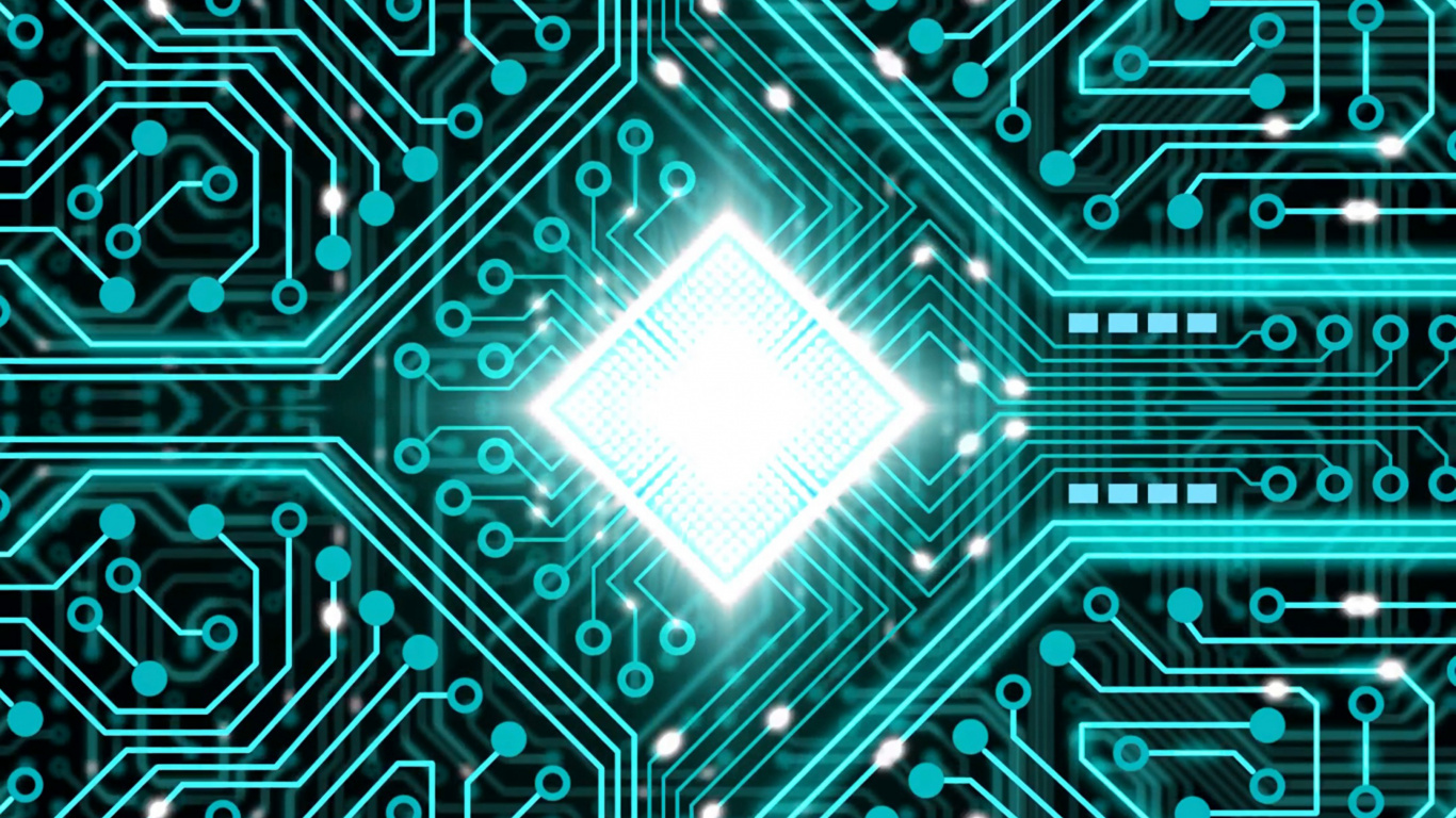 Обои центральный процессор, набор микросхем, материнская плата, электроника, зеленый в разрешении 1366x768