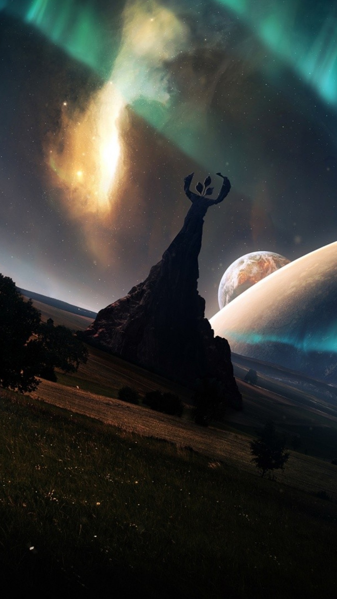 Обои Паранормальное, свет, Аврора, космос, атмосфера в разрешении 1080x1920