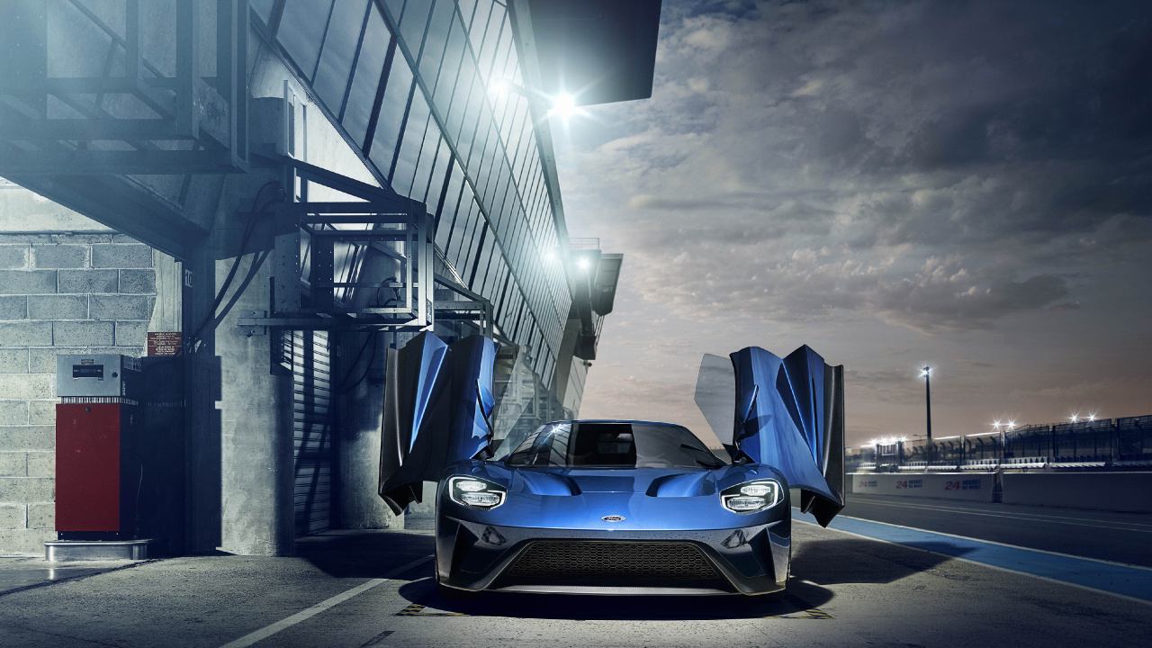 Обои ford gt, суперкар, авто, спорткар, автомобильное освещение в разрешении 1280x720