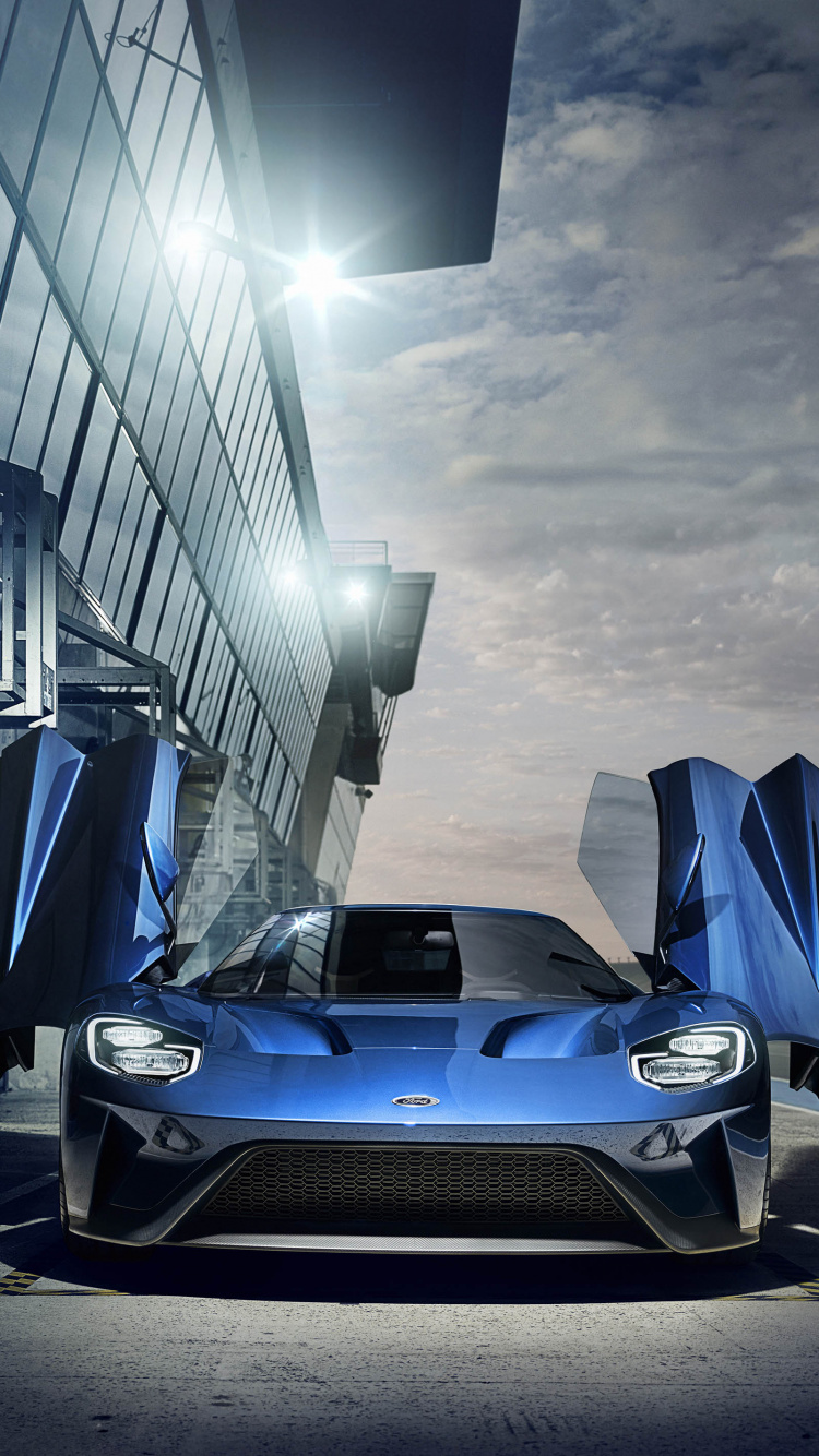 Обои ford gt, суперкар, авто, спорткар, автомобильное освещение в разрешении 750x1334
