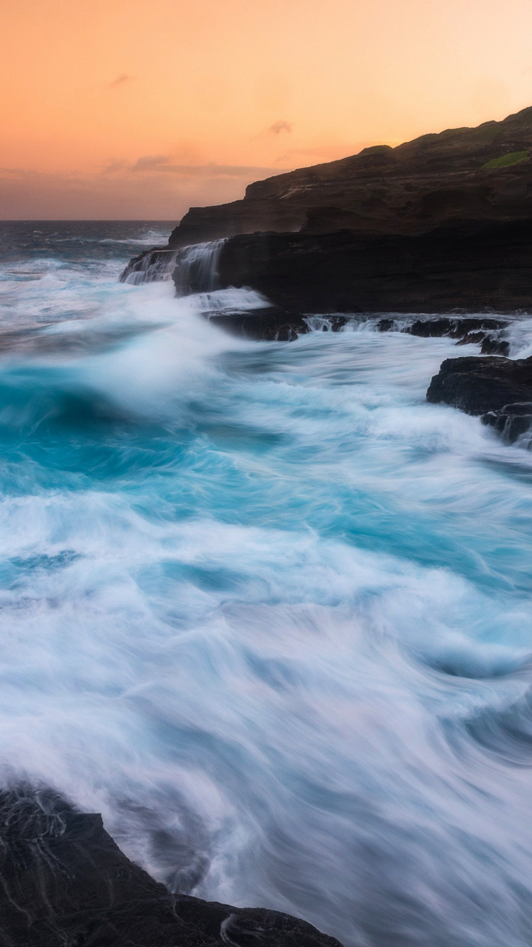 Обои море, пляж, берег, природа, облако в разрешении 750x1334