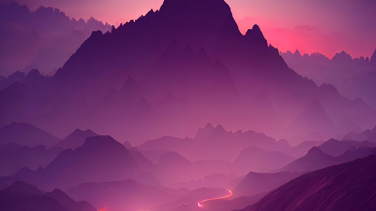Обои яблоко, атмосфера, гора, природный ландшафт, пурпур в разрешении 1280x720