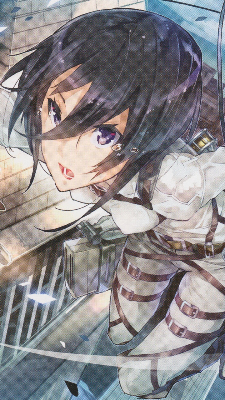 Обои Микаса Акерман, Леви, эрен йегер, нападение на титан, аниме в разрешении 720x1280