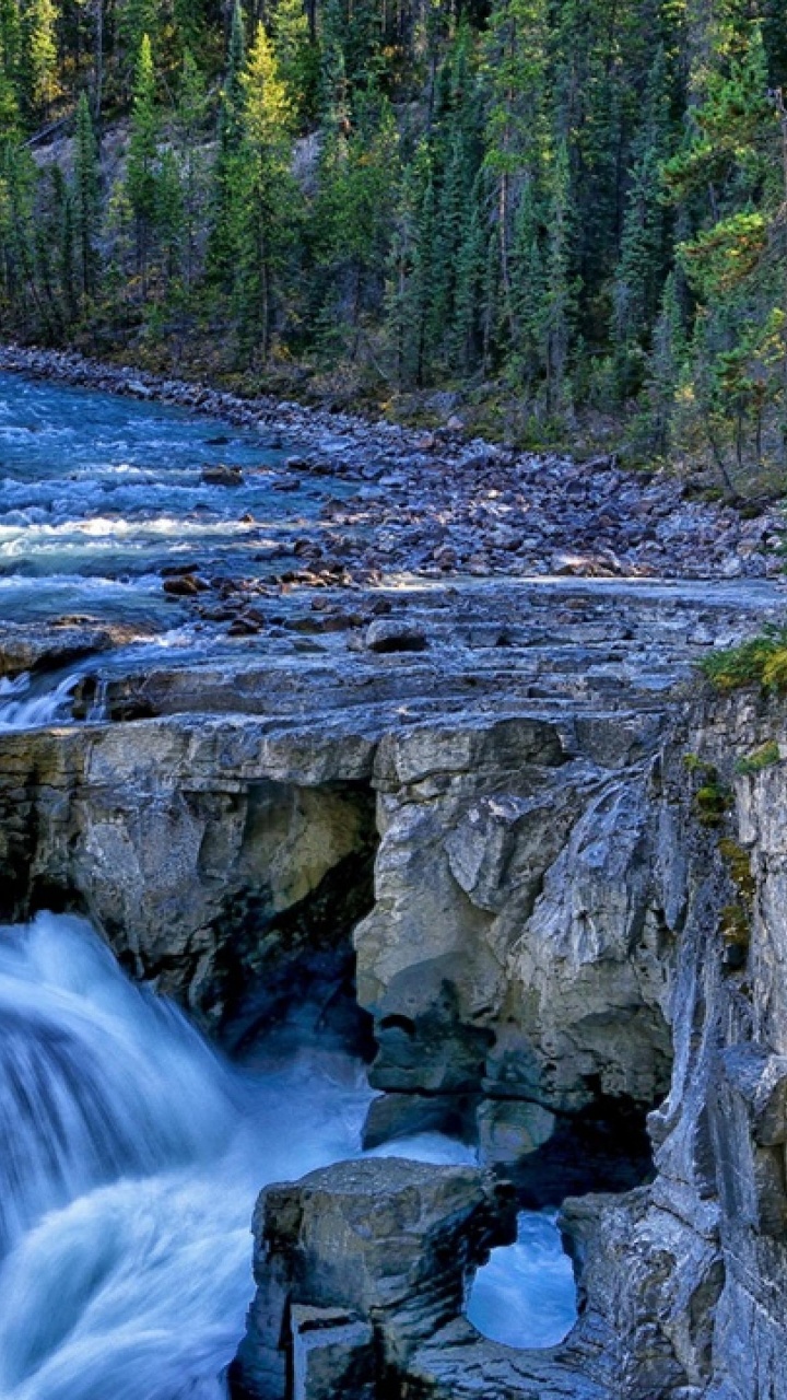Обои Джаспер, водопад, парк, водоем, природа в разрешении 720x1280