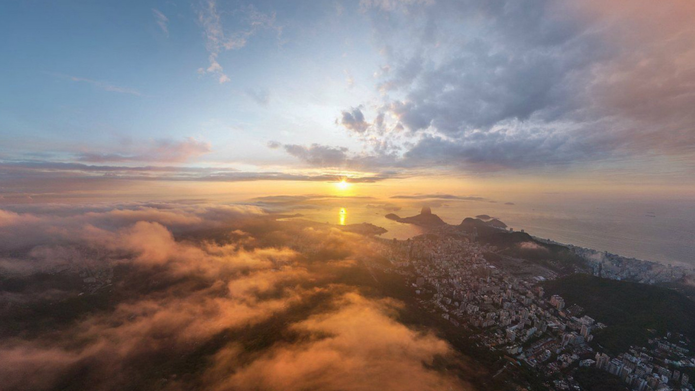 Обои горизонт, атмосфера, облако, солнечный свет, утро в разрешении 1366x768