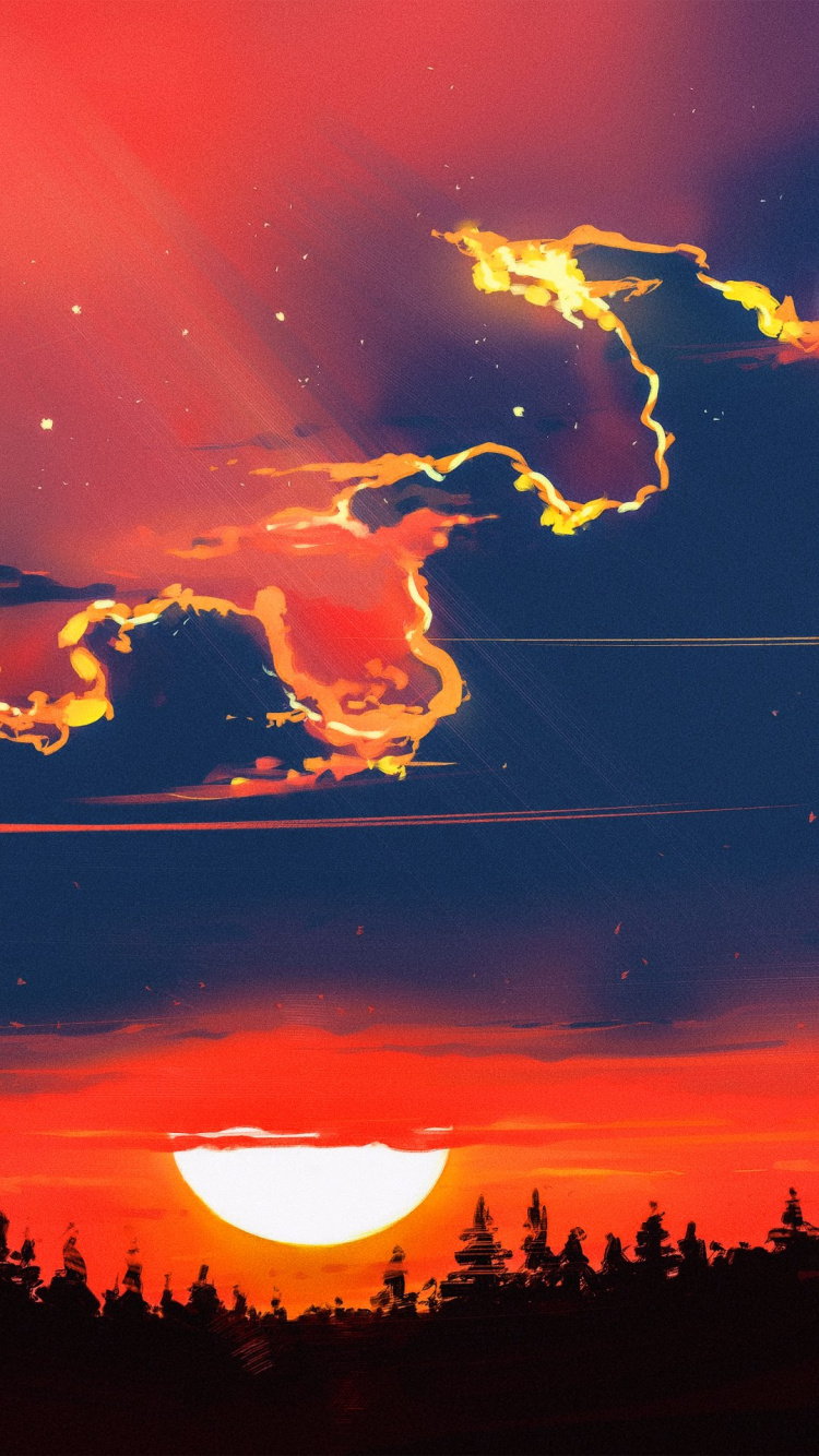 Обои арт, иллюстрация, живопись, графический дизайн, рисование в разрешении 750x1334