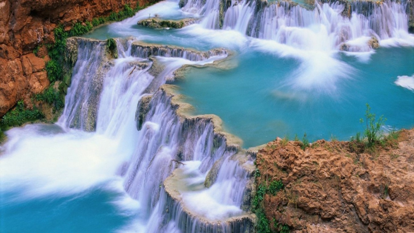 Обои водопад, гидроресурсы, водоем, природа, вода в разрешении 1366x768