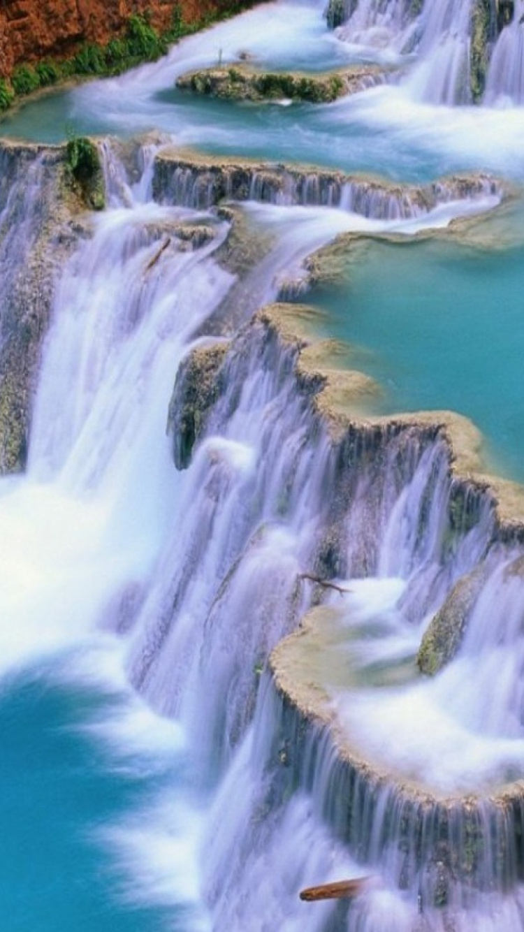 Обои водопад, гидроресурсы, водоем, природа, вода в разрешении 750x1334