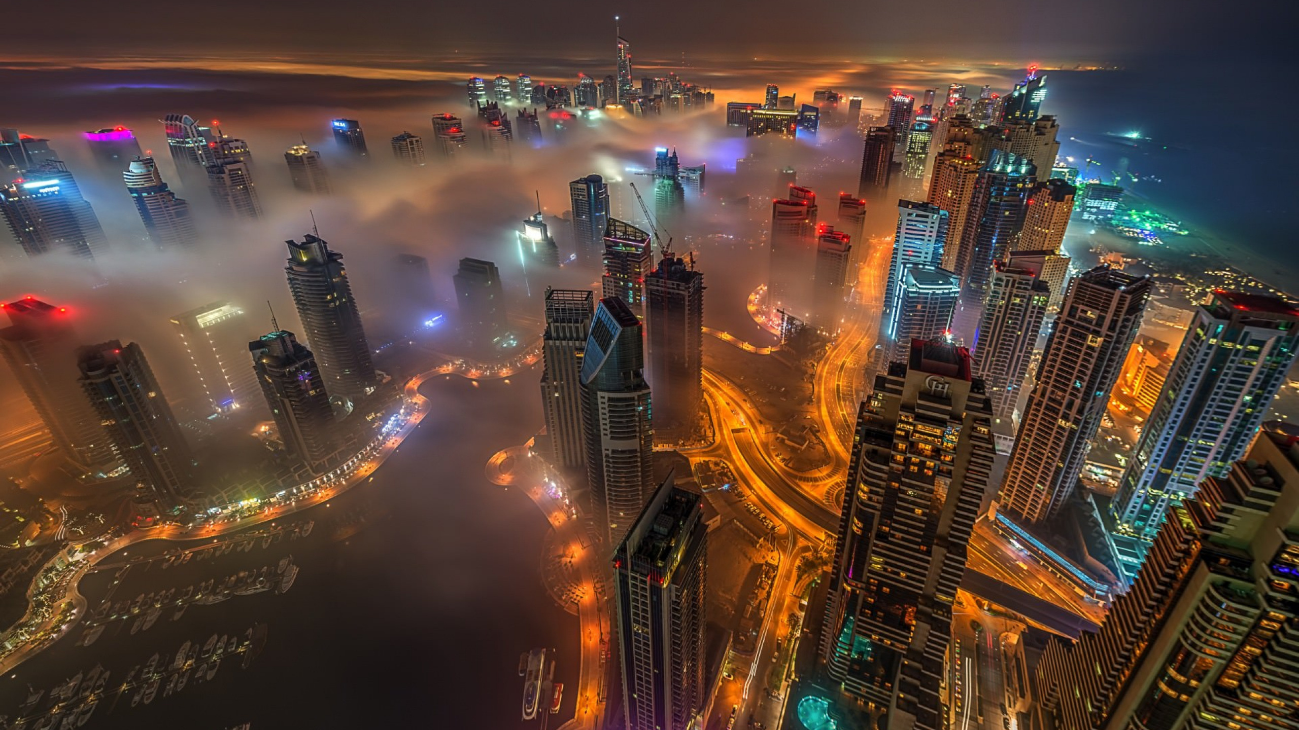 Обои Бурдж Халифа, городской пейзаж, метрополия, город, городской район в разрешении 2560x1440