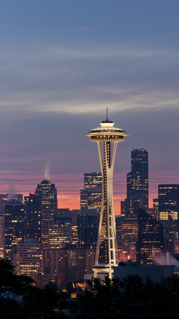 Обои Сиэтл, городской пейзаж, город, городской район, линия горизонта в разрешении 720x1280