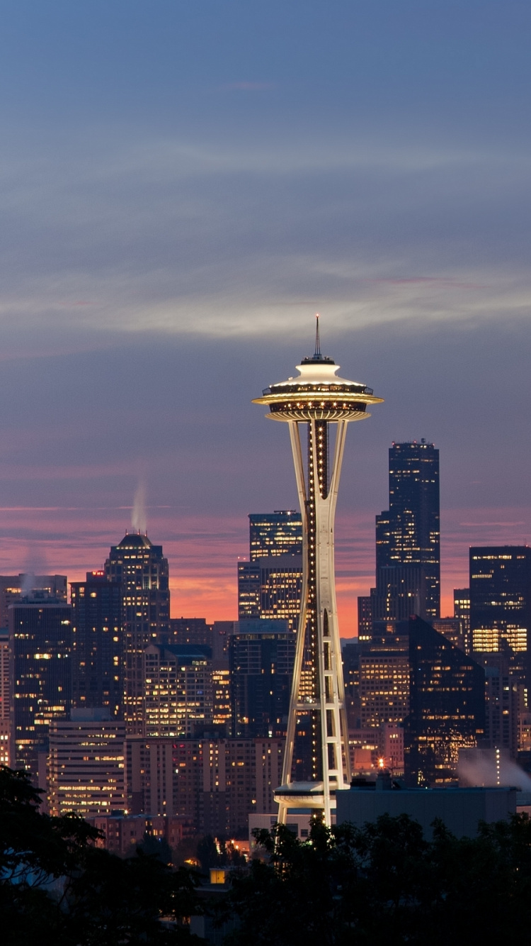 Обои Сиэтл, городской пейзаж, город, городской район, линия горизонта в разрешении 750x1334