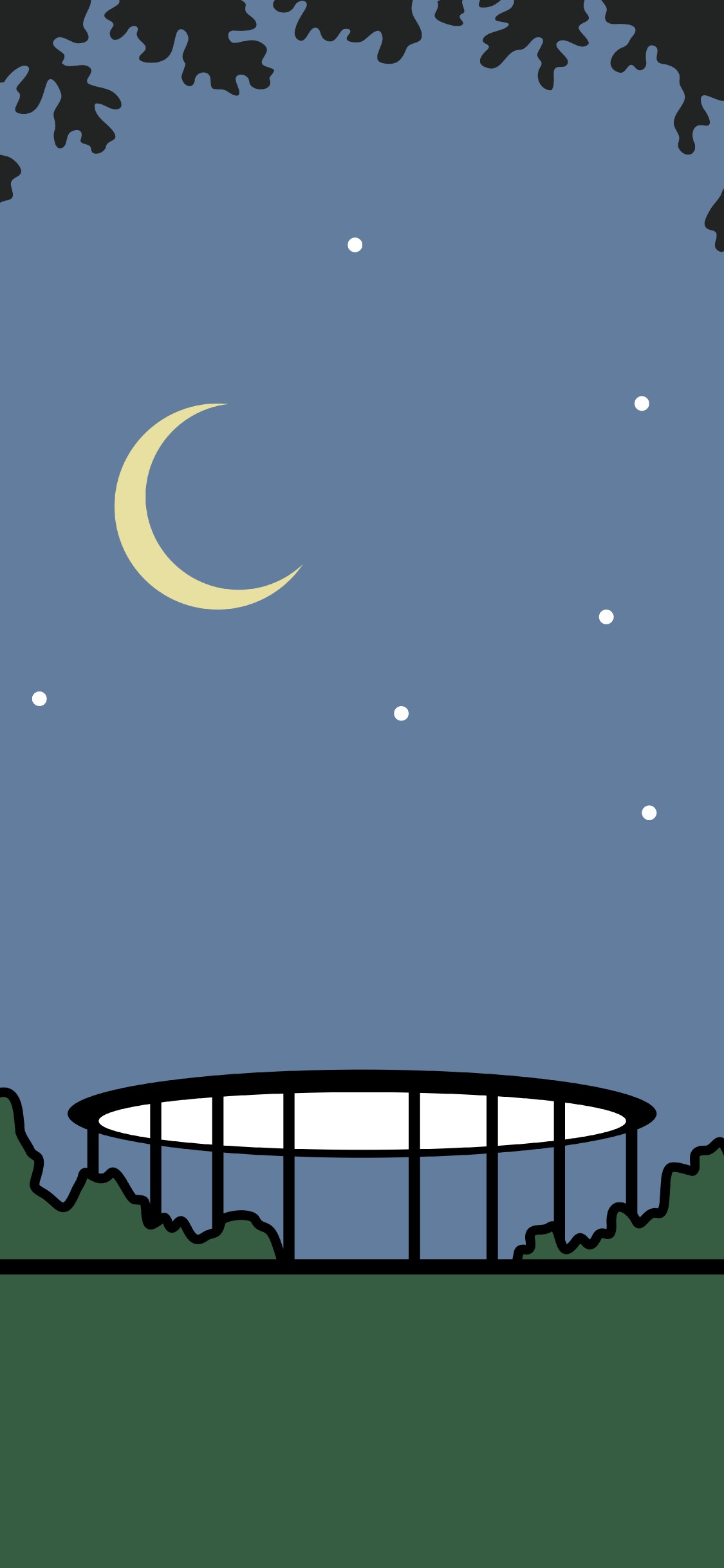 Обои Яблочный Парк, луна, свет, полумесяц, природа в разрешении 1125x2436