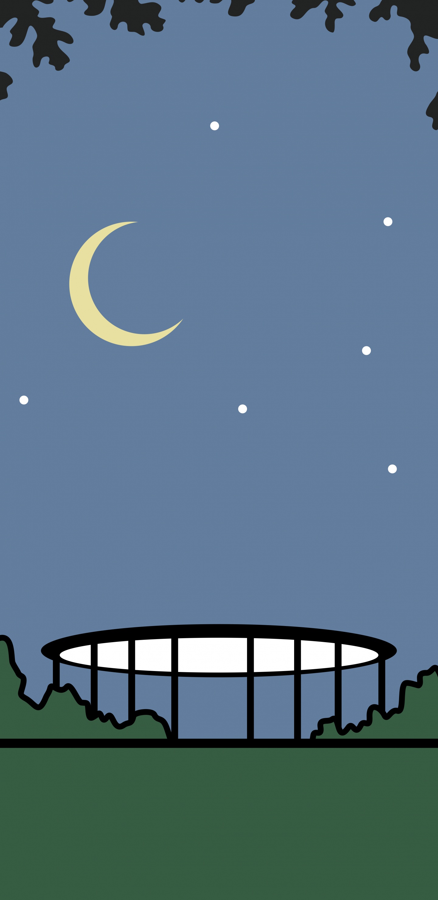 Обои Яблочный Парк, луна, свет, полумесяц, природа в разрешении 1440x2960