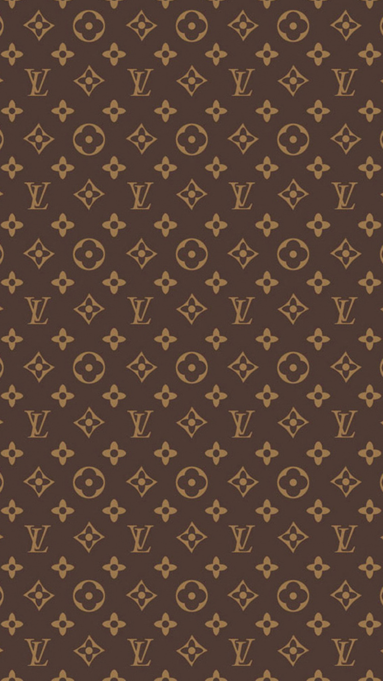 Обои Louis Vuitton, коричневый цвет, узор, дизайн, текст в разрешении 750x1334