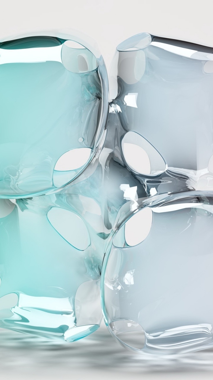 Обои стекло, трех мерное пространство, пластик, трехмерное пространство, кубик льда в разрешении 720x1280