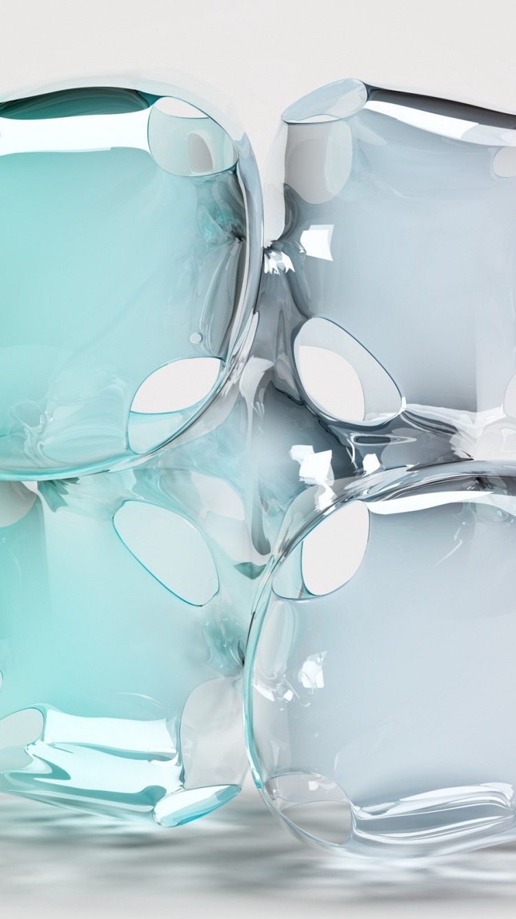 Обои стекло, трех мерное пространство, пластик, трехмерное пространство, кубик льда в разрешении 750x1334