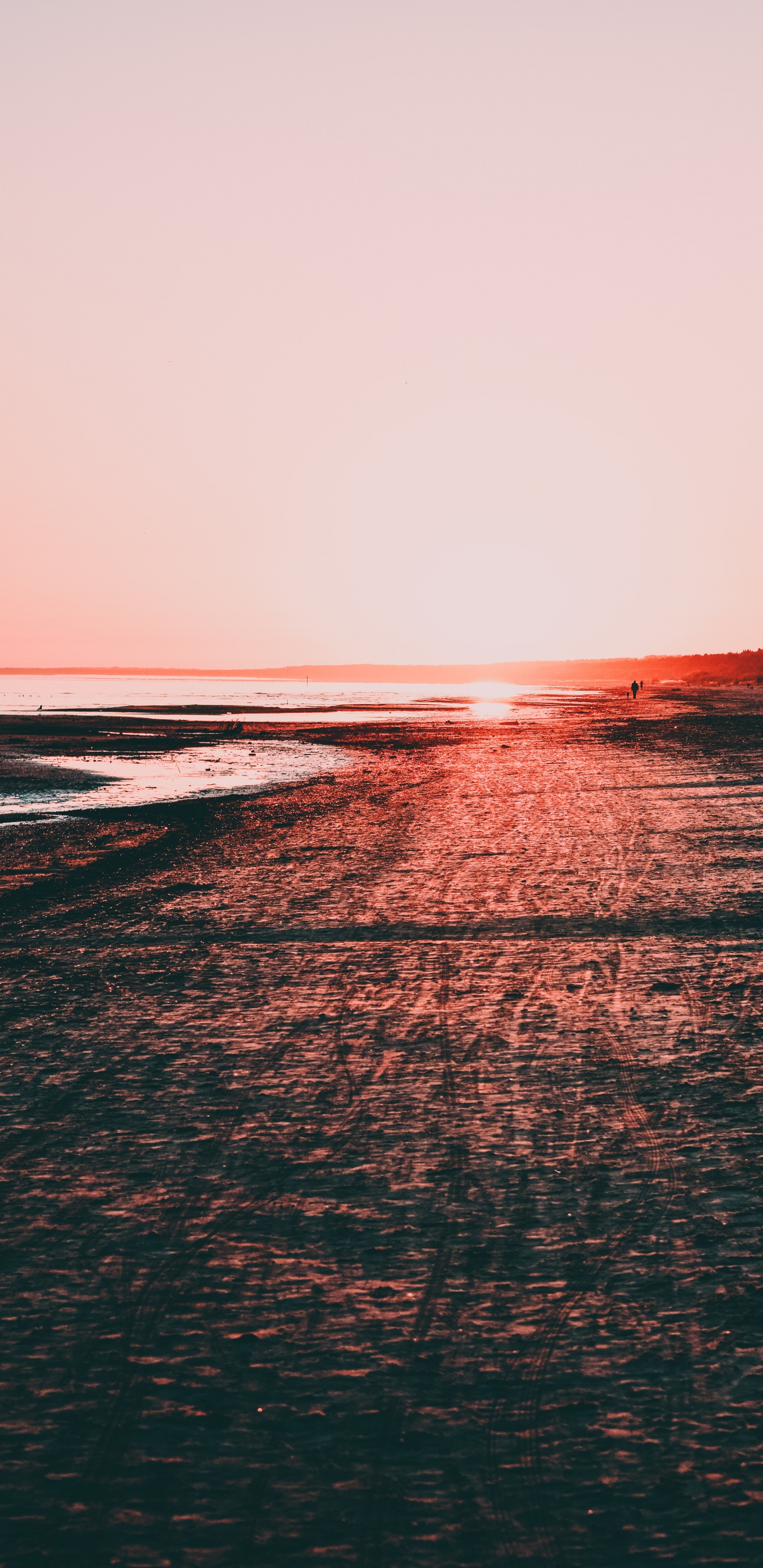 Обои красный цвет, море, пляж, берег, Унгура Ezers в разрешении 1440x2960