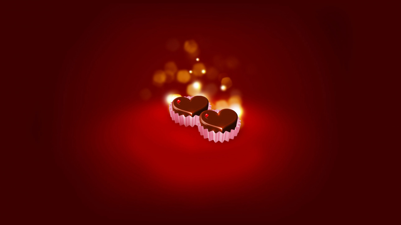 Обои красный цвет, сердце, любовь, графика, событие в разрешении 1366x768