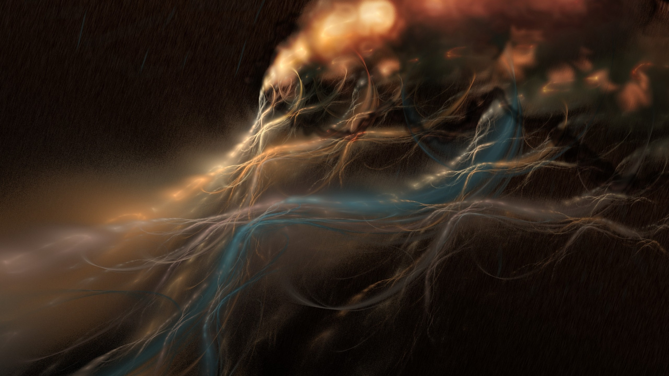 Обои свет, космос, тьма, пространство, дым в разрешении 1366x768