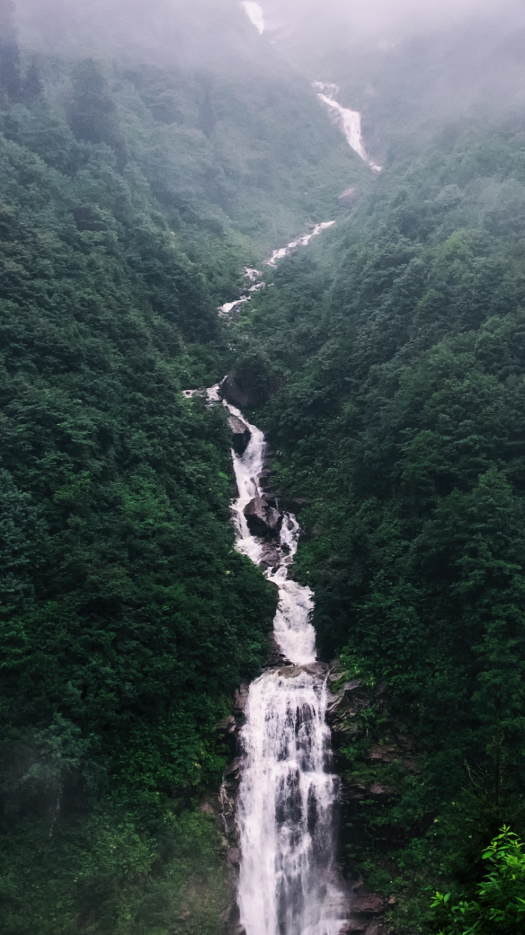 Обои природа, водопад, природный заповедник, горная станция, тропические леса в разрешении 750x1334