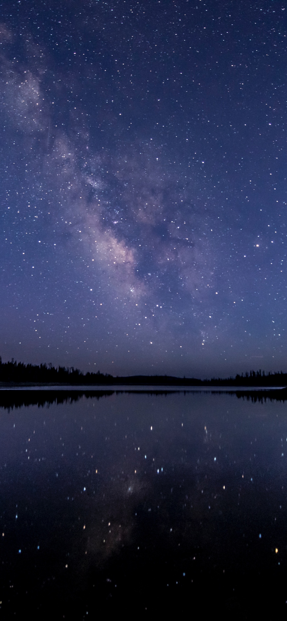 Обои Млечный Путь, звезда, ночное небо, отражение, природа в разрешении 1125x2436
