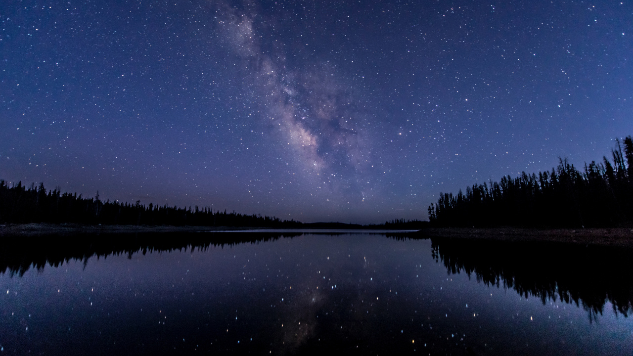 Обои Млечный Путь, звезда, ночное небо, отражение, природа в разрешении 1280x720