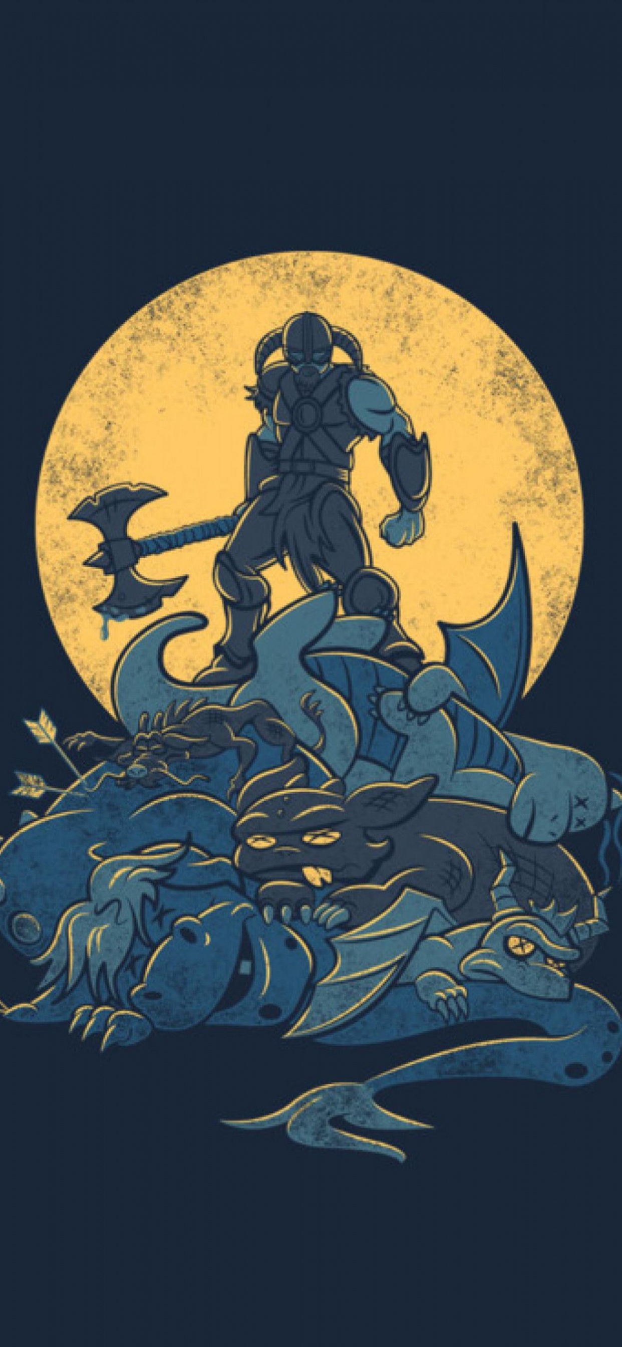 Обои the elder scrolls v skyrim, арт, живопись, круг, астрономический объект в разрешении 1242x2688