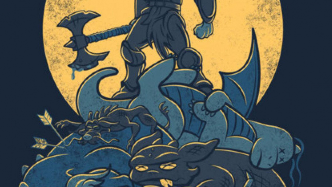 Обои the elder scrolls v skyrim, арт, живопись, круг, астрономический объект в разрешении 1366x768