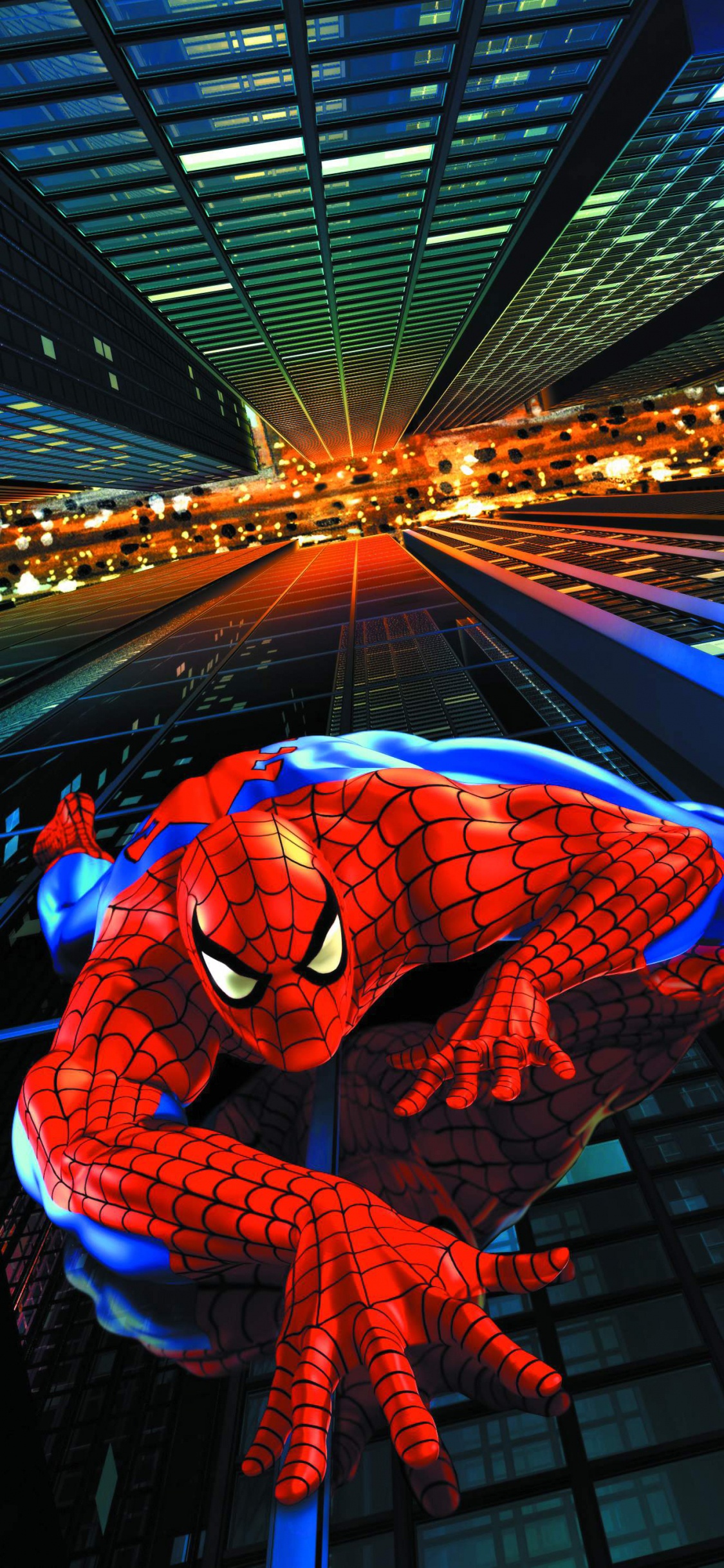 Обои человек-паук, супергерой, комиксы Марвел, арт, синий в разрешении 1125x2436