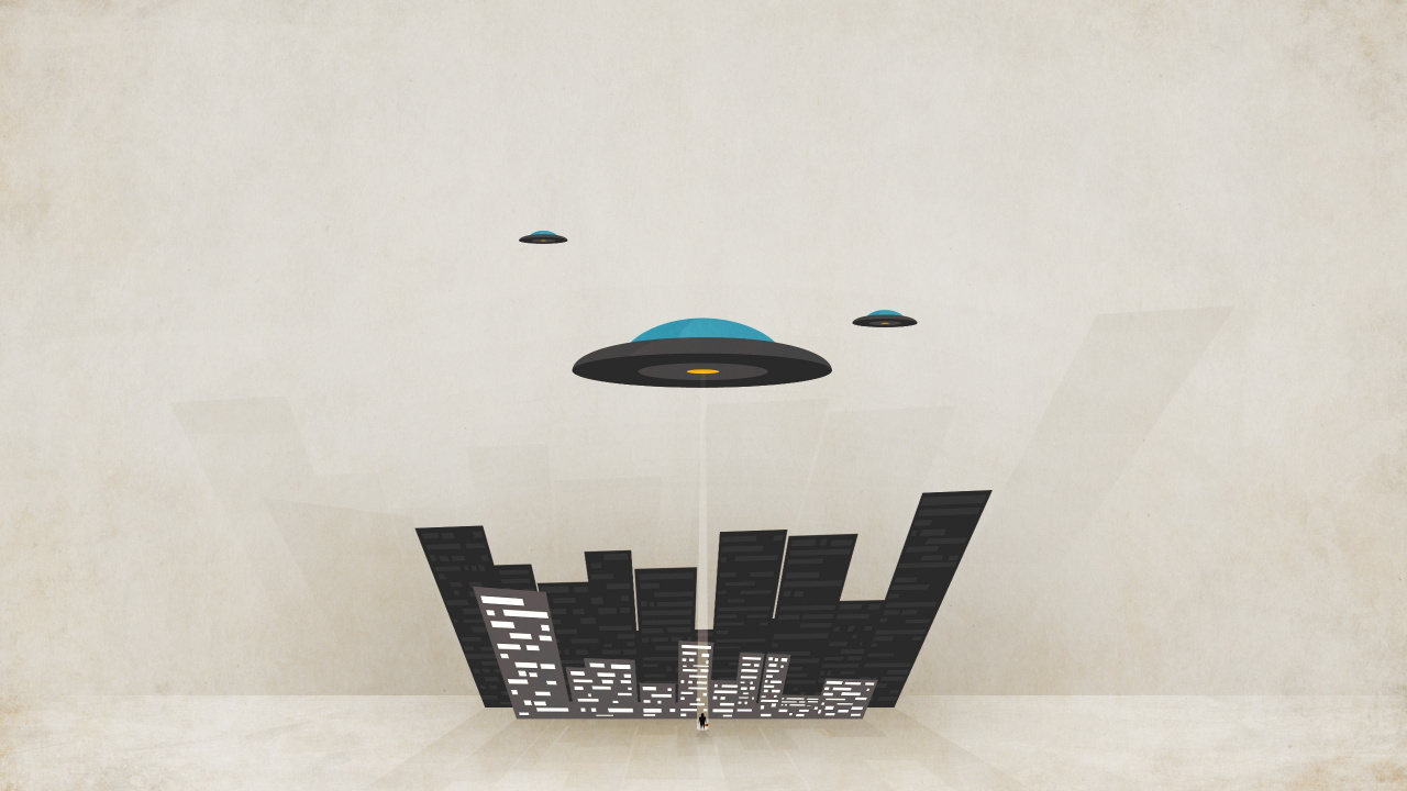 Обои минимализм, внеземная жизнь, текст, иллюстрация, графический дизайн в разрешении 1280x720