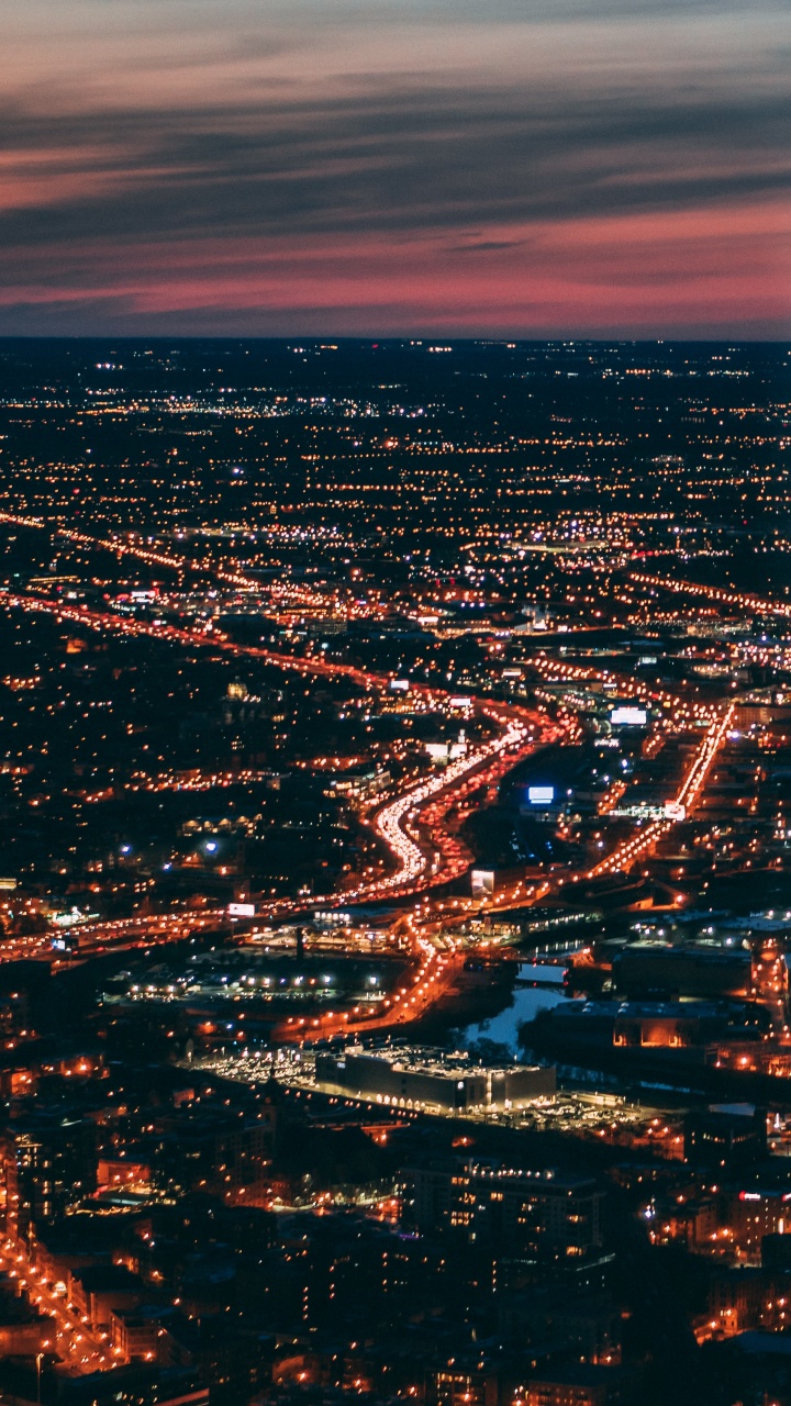 Обои с высоты птичьего полета, городской район, городской пейзаж, вода, город в разрешении 720x1280