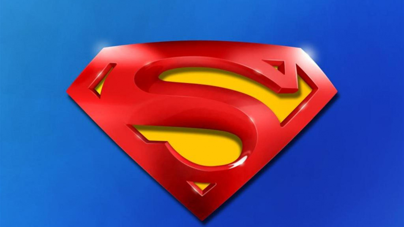 Обои Логотип супермена, Супермен, лого, супергерой, графика в разрешении 1366x768