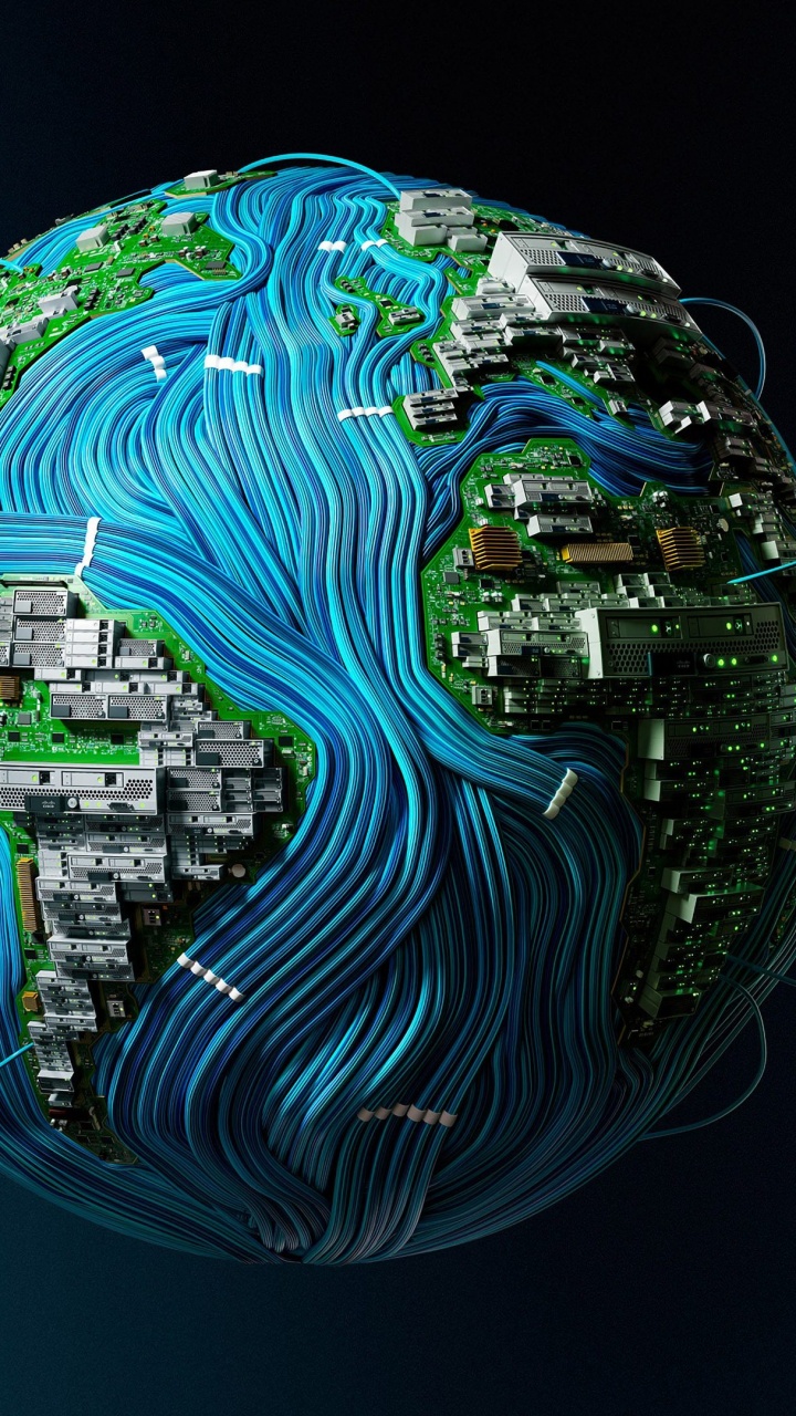 Обои земля, мир, сфера, графика, технологии в разрешении 720x1280