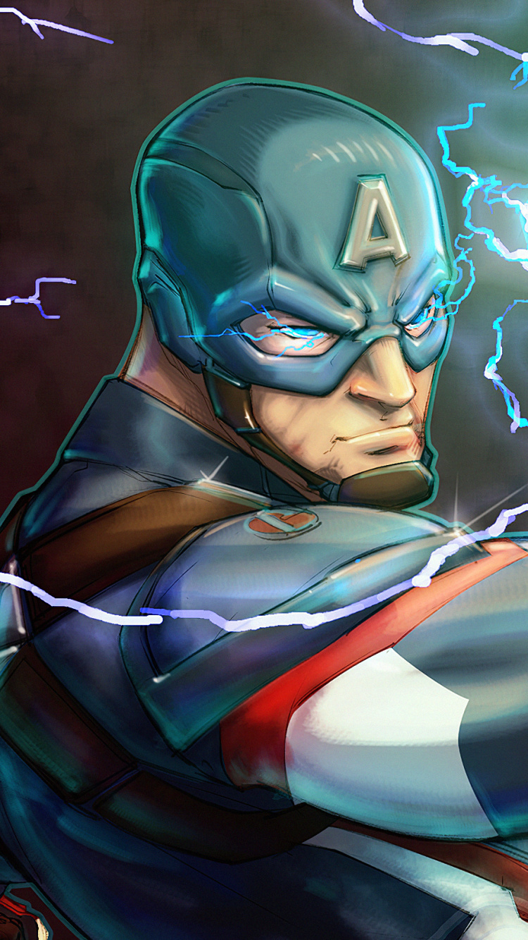 Обои Капитан Америка, Танос, супергерой, marvel, иллюстрация в разрешении 750x1334