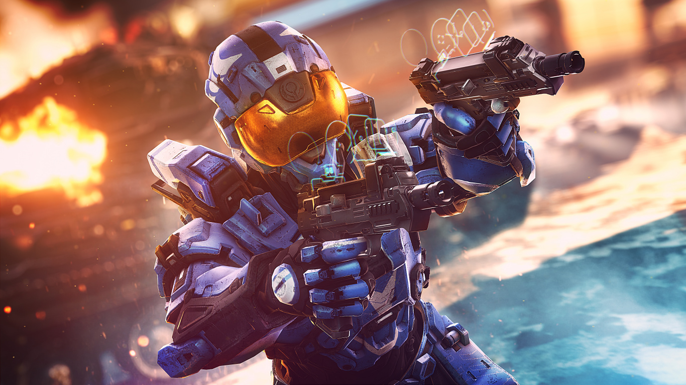 Обои хало Рич, хало варс 2, фигурка, меха, космос в разрешении 1366x768